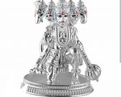 Silver panchmukhi Hanuman idol 5 inches pure silver panchmukhi Hanuman murti  sitting