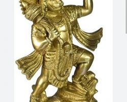 Brass Hanuman idol 9 inches standing holding mountain