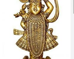 Brass shrinathji idol 6 inches fine finish shrinathji idol in pure brass