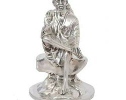 Silver saibaba statue shirdi saibaba idol in pure silver 6 inches