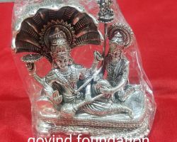 Silver laxminarayan on sheshnaag pure silver Vishnu laxmi ji on sheshnaag 5 inches