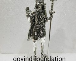 Silver Shiva idol standing 10 inches pure silver Shiva statue