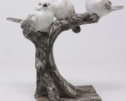 3 White birds with tree showpiece