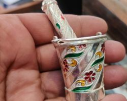 Silver pichkari balti set 2.5 inches pure silver pichkari bucket set
