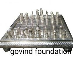 Silver chess and board set Chandi ka chess set