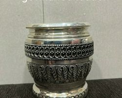 Silver Container 5 inches Pure silver kitchen container 300gm capacity  Silver dibba