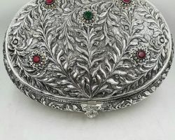 Silver dryfruits box Dryfruits box in pure Silver round shape