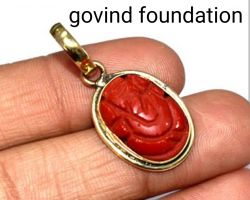 Coral Ganesh Locket natural munga Ganesh pendant