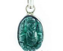 Emerald Ganesh Locket with silver caping panna Ganesh pendant