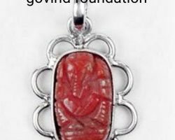 Coral Ganesh Locket silver caping Munga Ganesh pendant
