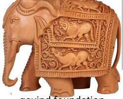 Elephant wooden sculpture handcarved Trunk down 7 inches wooden Elephant