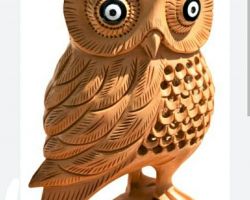 Wooden Owl Sculpture Undercut 5 inches handcrafted wooden Owl