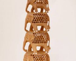 Wooden Elephant Tower Undercut wooden design Elephant Shikhar 10 inches