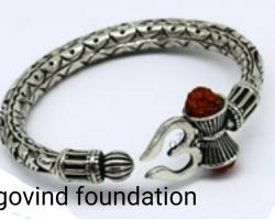 Silver Tribal kada Chitai work handmade Silver kada with Lord Shiva Trident