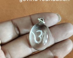 Crystal Om Locket Crystal quartz Om Pendant