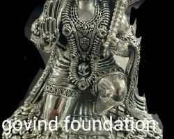 Silver Hanuman idol Sitting with gada 11 inches Hanuman statue in Pure Silver Sitting position