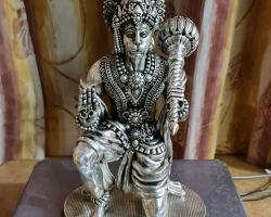 Silver Hanuman idol 9 inches Sitting Hanuman idol in pure silver