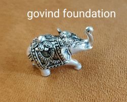 Silver Elephant Figurine Trunk up 55gm Solid Solid Silver Elephant Sculpture