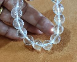 Crystal quartz Bracelet diamond cut 12mm Diamond cut Sphatik Bracelet