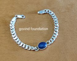 Silver Bracelet with Lapis lazuli stone 15 carrot