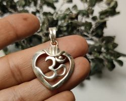 Silver heart Locket with Om Sterling silver Heart Pendant with Om
