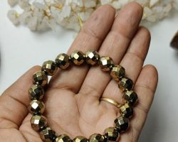 Golden pyrite Diomond cut Bracelet 10mm
