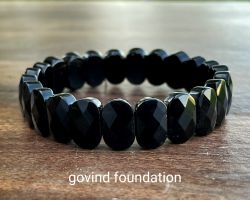 Black Agate bracelet broad design Black hakik Bracelet capsule shape