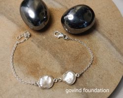 Pearl Silver Bracelet Natural 2 pearl Silver Bracelet
