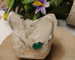 Emerald Silver Bracelet Natural Emerald Silver chain Bracelet