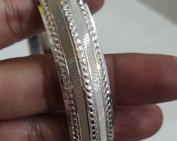 Sterling silver kada with diomond cut Punjabi Silver kada for men