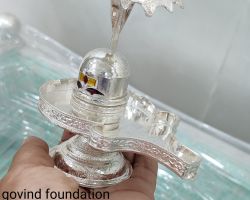 Silver Shivling with Sheshnaag 3 inches Solid Silver Shivling 116gm