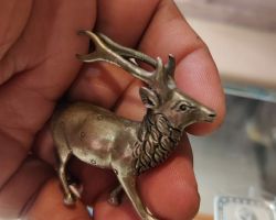 Silver Deer Statue 2 inches Fine Finish Deer statue in sterling silver