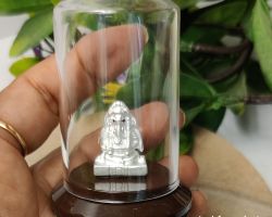 Pure Silver Ganesh idol in glass case 999 purity Ganesh idol for gift