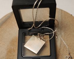 Silver Square piece pendant with silver chain Pure Silver Square piece Locket with chain