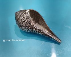 Pure Silver Shankh 5 inches Silver conch Silver Shell