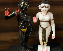 Black Krishna idol and white Radha Idol marble Stone 12 inches