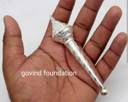 Silver Gada 4 inches Hanuman gada in pure silver