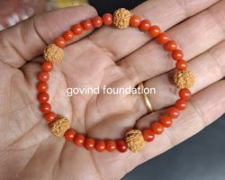 Coral Rudraksh Bracelet Munga Bracelet with Rudraksha