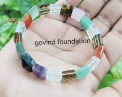 7 Chakra Stone Pyramid Bracelet Pyramid Bracelet in Seven chakras