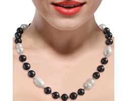 Pearl Necklace black and white fresh waterpearl