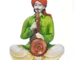 Figurine Rajasthani man with music instrument 9 inches