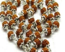 5 face Rudraksha Silver mala with silver cap 5mukhi Rudraksha silver mala