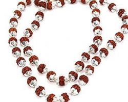 5 face Rudraksha mala in silver cap 54 beads  5 mukhi Rudraksha draksh Silver mala