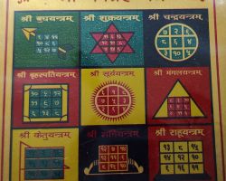 Navgrah yantra  gold plated enerziged navgrah Shanti yantra 9 planet yantra