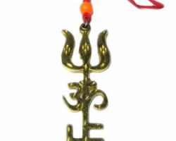 Trishakti hanging brass trishul om locket