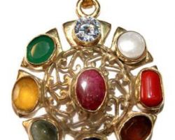 Navratan Locket In Silver caping 9 planet Stone pendant