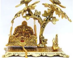 Jhula  laddu Gopal jhoola gold metal swing with tree for laddu gopal kanha jhoola