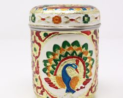 Steel container meenakari design