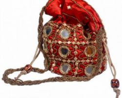 Potli Bag mirror work jaipuri potli bag Red