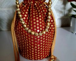 Potli Bag  Red Sitara embroidery work Party Potli bag jaipuri potli bag yellow